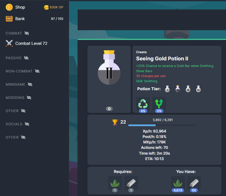 [Myth] Sidebar for Melvor Idle - mod.io
