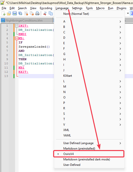 OsirisV4 - Notepad++ UDL v2.1 setup for Osiris stories. guide for ...