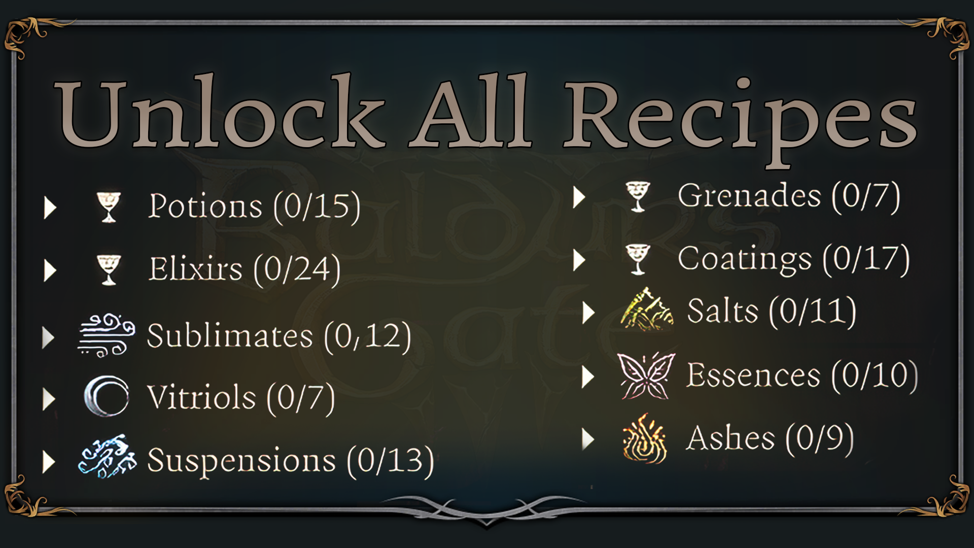 解锁所有炼金术配方 (Unlock  All Alchemy Recipes)
