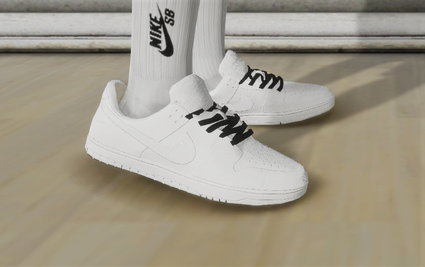 Nike Dunk SB Low All white with black laces mod for Skater XL - mod.io