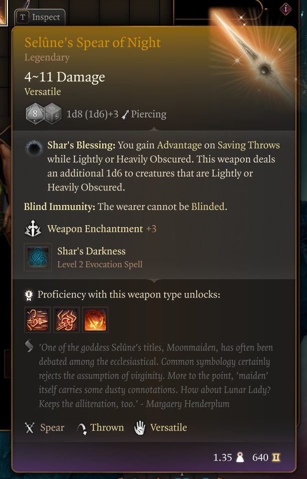 塞伦的黄昏之矛 (Selune’s Spear of Evening)