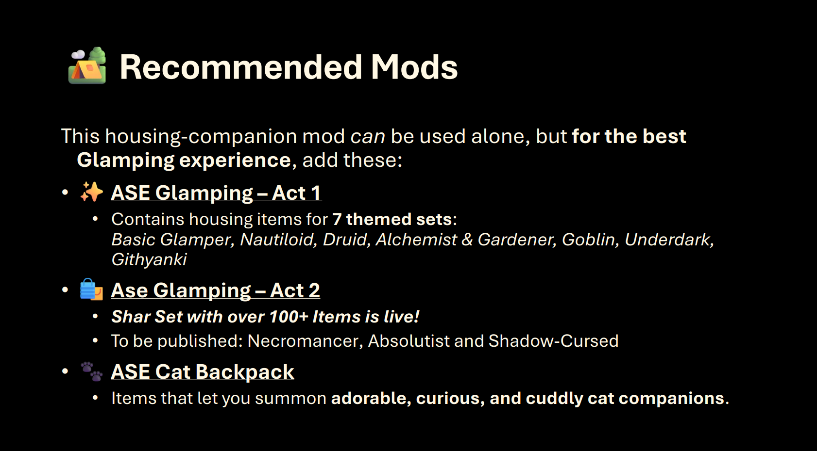 ASE Glamping – 银行家与商贩伴侣 (ASE Glamping – Banker and Vendor Companion)