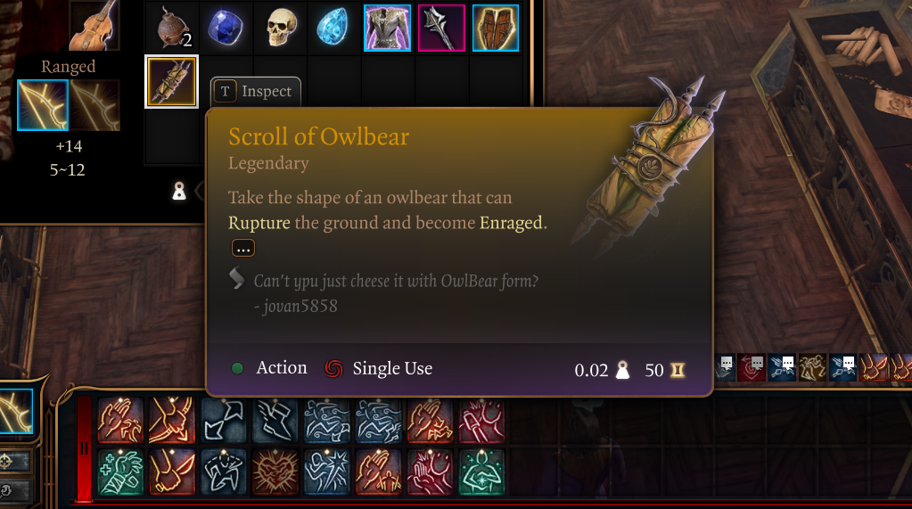 箭矢润滑与真实打击 / 犬熊兽卷轴 (Arrow of Grease and Truestrike / Scroll of Owlbear)