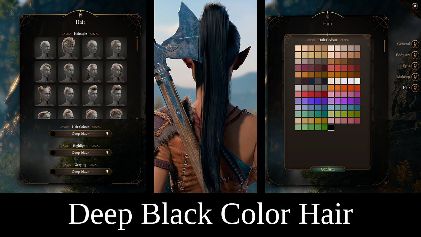 深黑色发色 (Deep Black Hair Color)