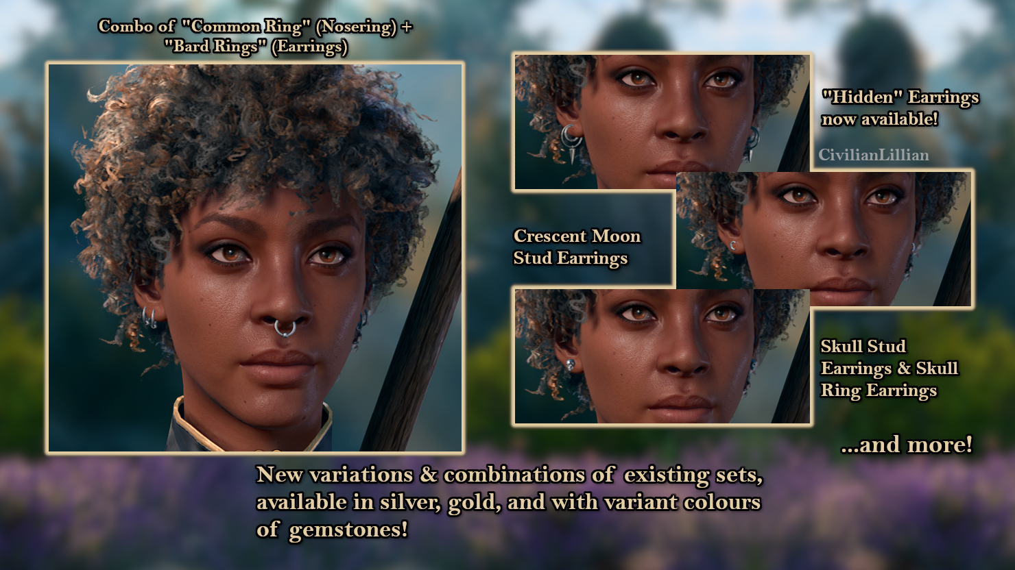 额外的穿刺饰品套装和颜色 (Additional Piercing Sets and Colors)