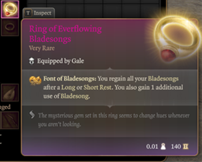 短休恢复刀歌充能（戒指） (Recover Bladesongs on Short Rests (Ring))