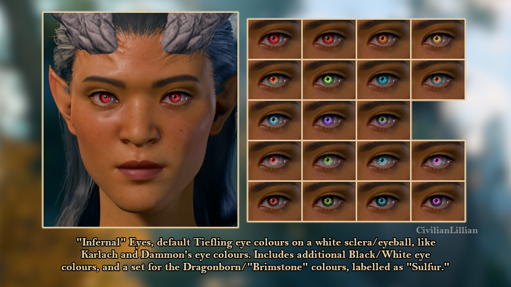 更多恶魔后代肤色选项 (Additional CC Colours for Tieflings)