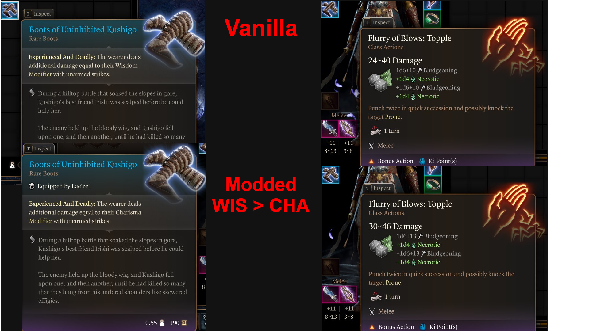 Kushigo靴使用魅力属性 (Kushigo Boots use Charisma)