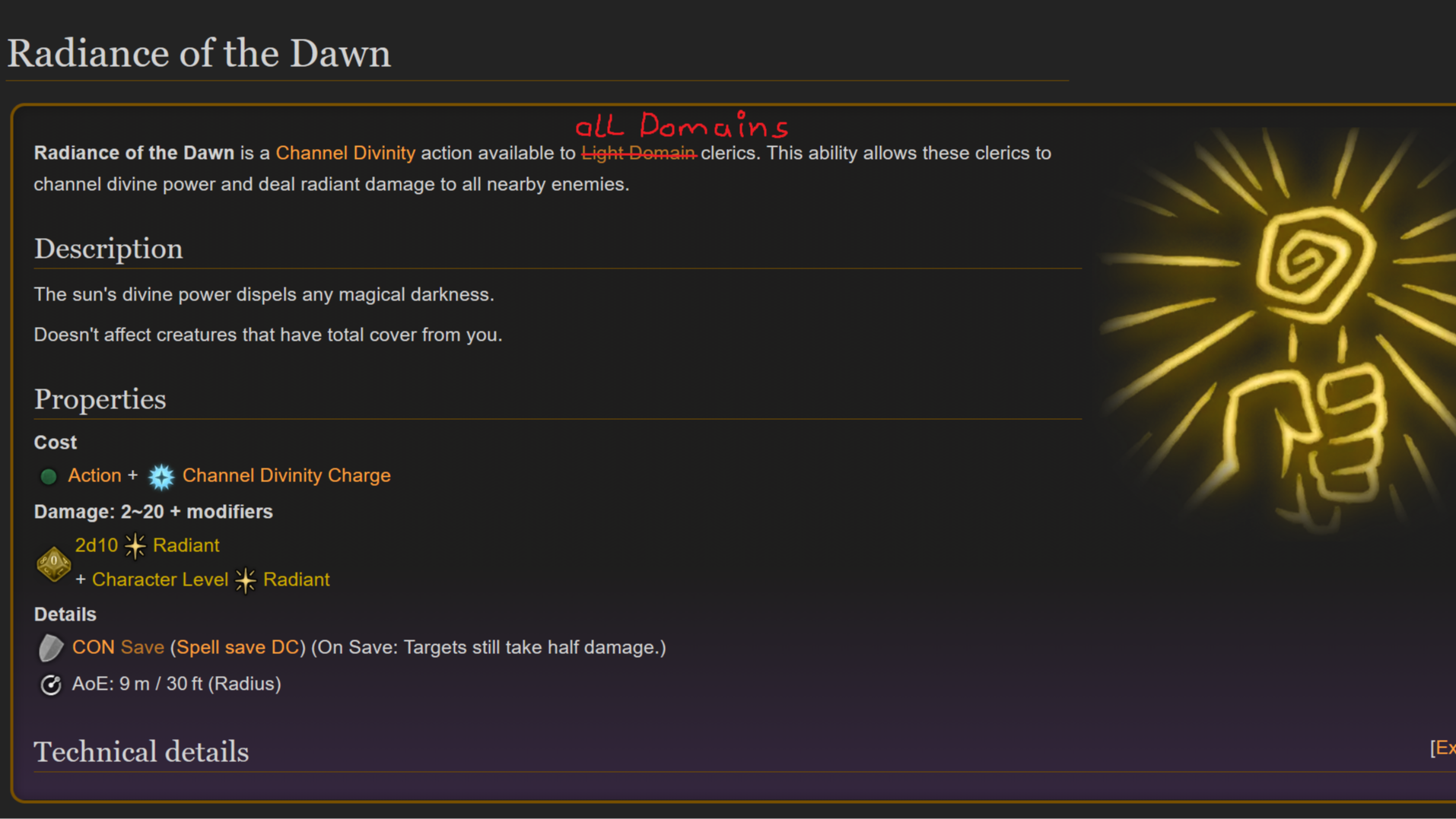 黎明光辉：适用于所有牧师领域 (Radiance of the Dawn for All Cleric Domains)